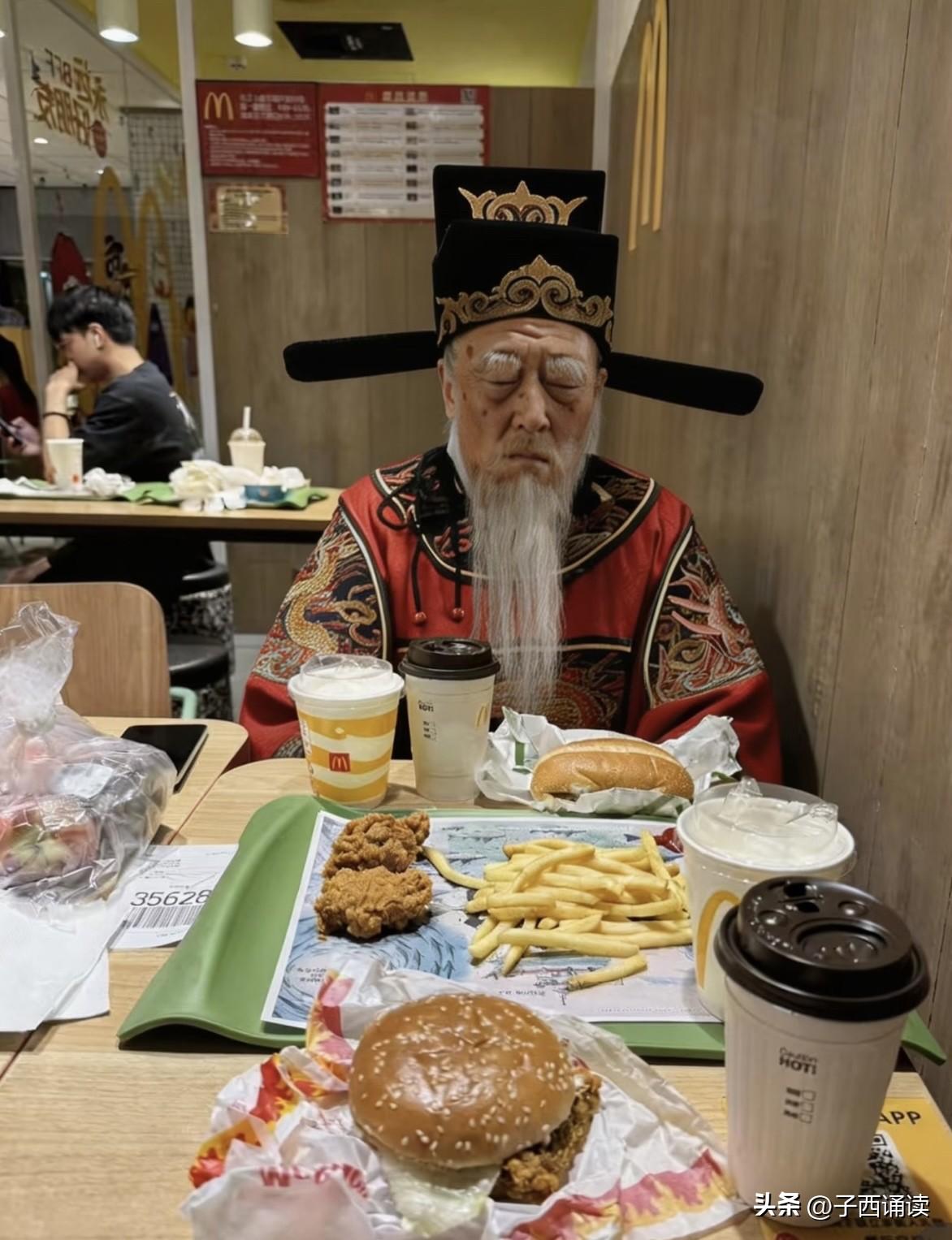 哈哈，这位爷看起来对洋快餐很不满意啊！