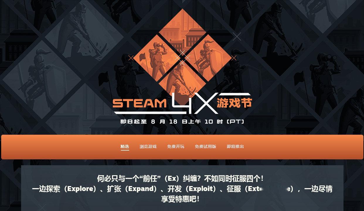 Steam 4X游戏节开幕，8月19日凌晨1点截止，一边探索（Explore）、