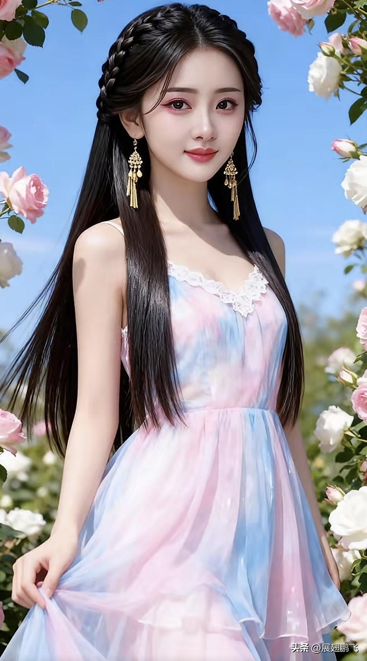 梦幻花海中的仙女，轻盈飘逸的裙摆，唯美动人！紫色花海少女 白纱仙女裙 梦幻仙女大