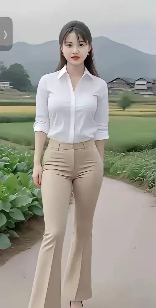 白色衬衫+米色阔腿裤，简约优雅，尽显职场风范！