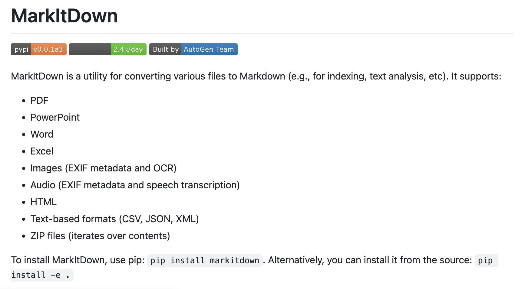 📰 Office 转 Markdown，微软发布开源工具 MarkItDown