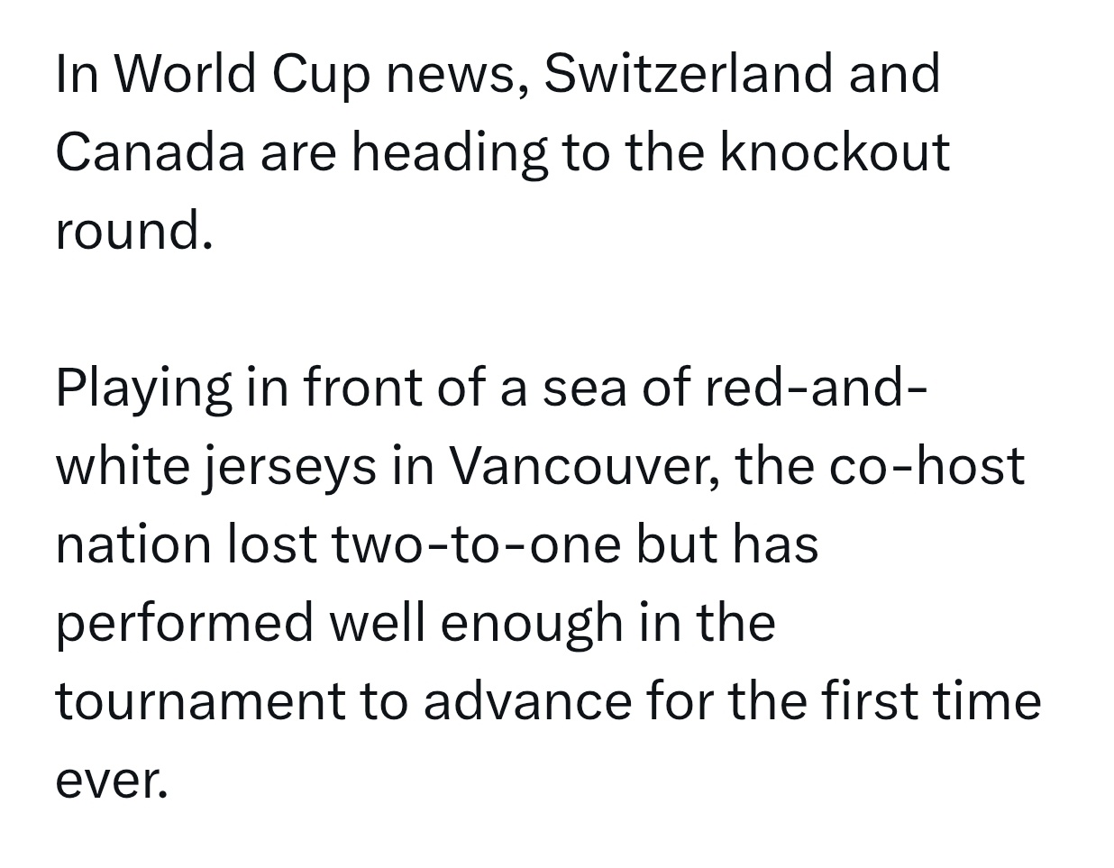 世界杯 快讯：In World Cup news, Switzerland an