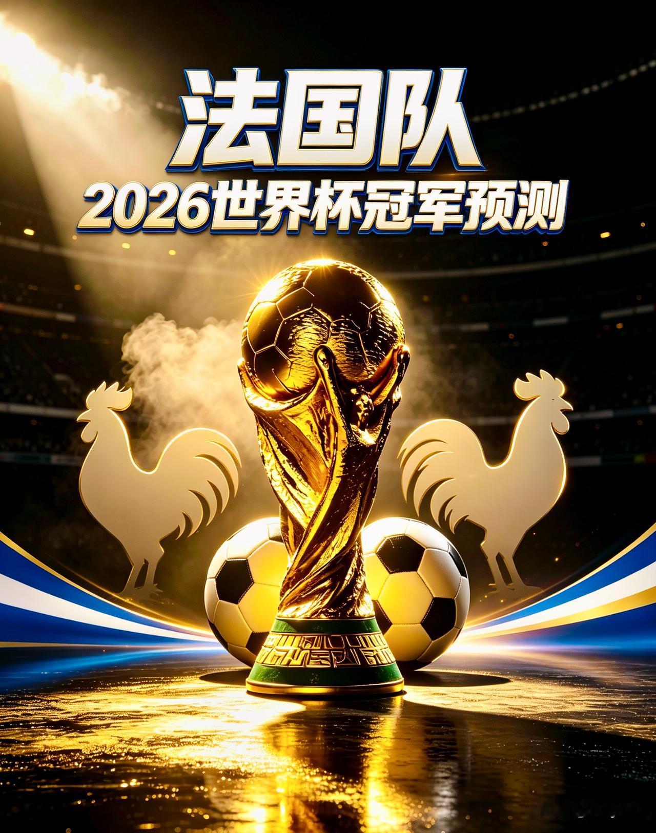 杯的冠军 我看好法国拿下2026世界杯冠军，球队三线无短板，姆巴佩正值巅峰，阵容