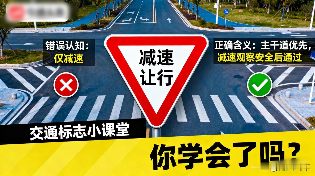 考考老司机！路上这个“倒三角”标志是啥意思？十个人九个错。

它不是让你减速，而
