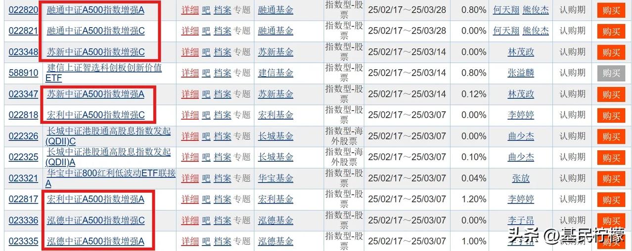 这又卷上中证A500指数增强基金了吗？不过好像中小基金公司也没有更好的办法，很难