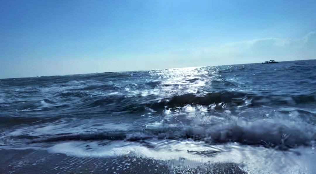 秋日生活打卡季碧海蓝天心胸阔，层层海浪逐金滩🏖。来都来了，做个勇敢的弄潮儿吧！