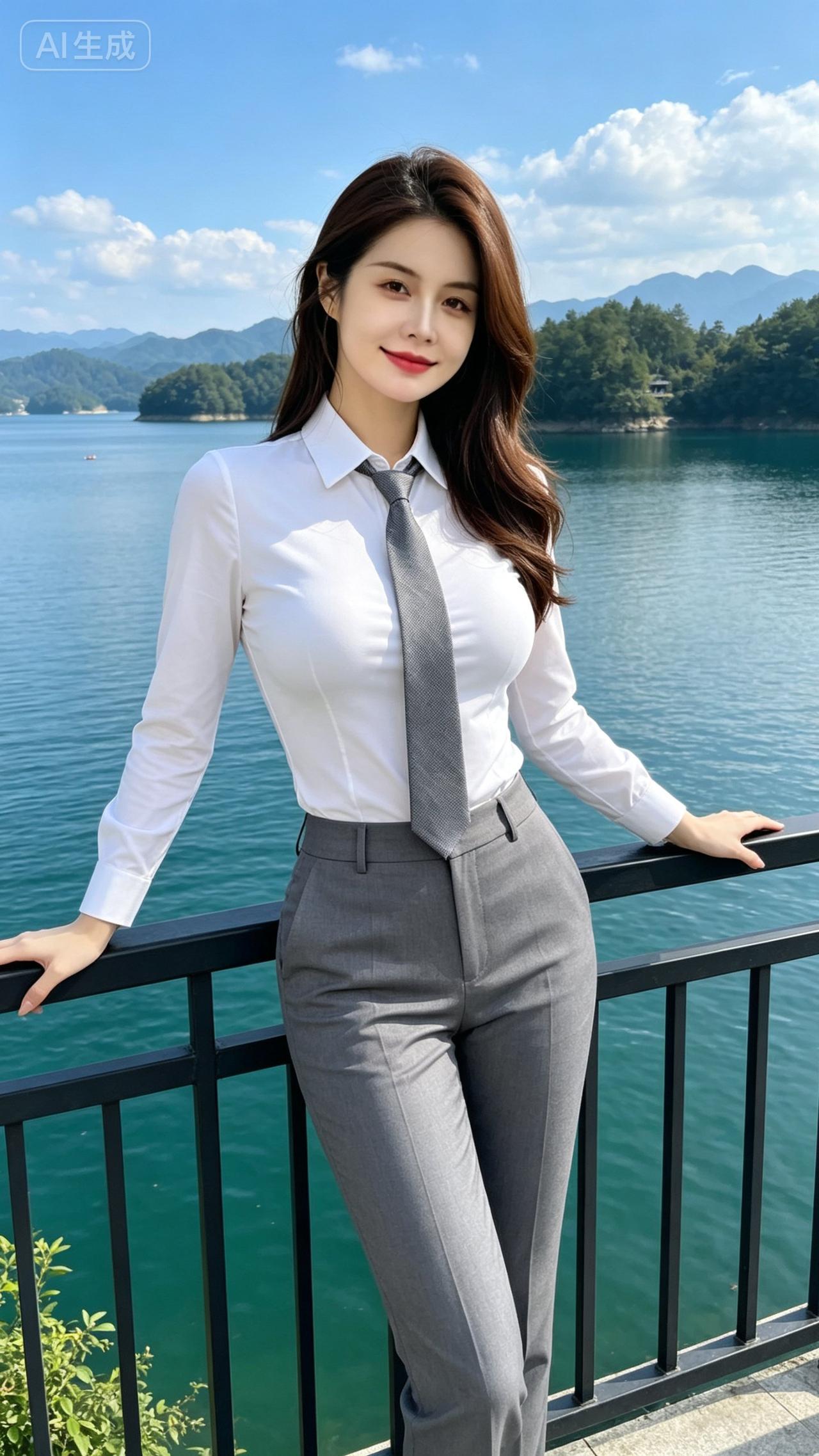 湖边氛围感拍照