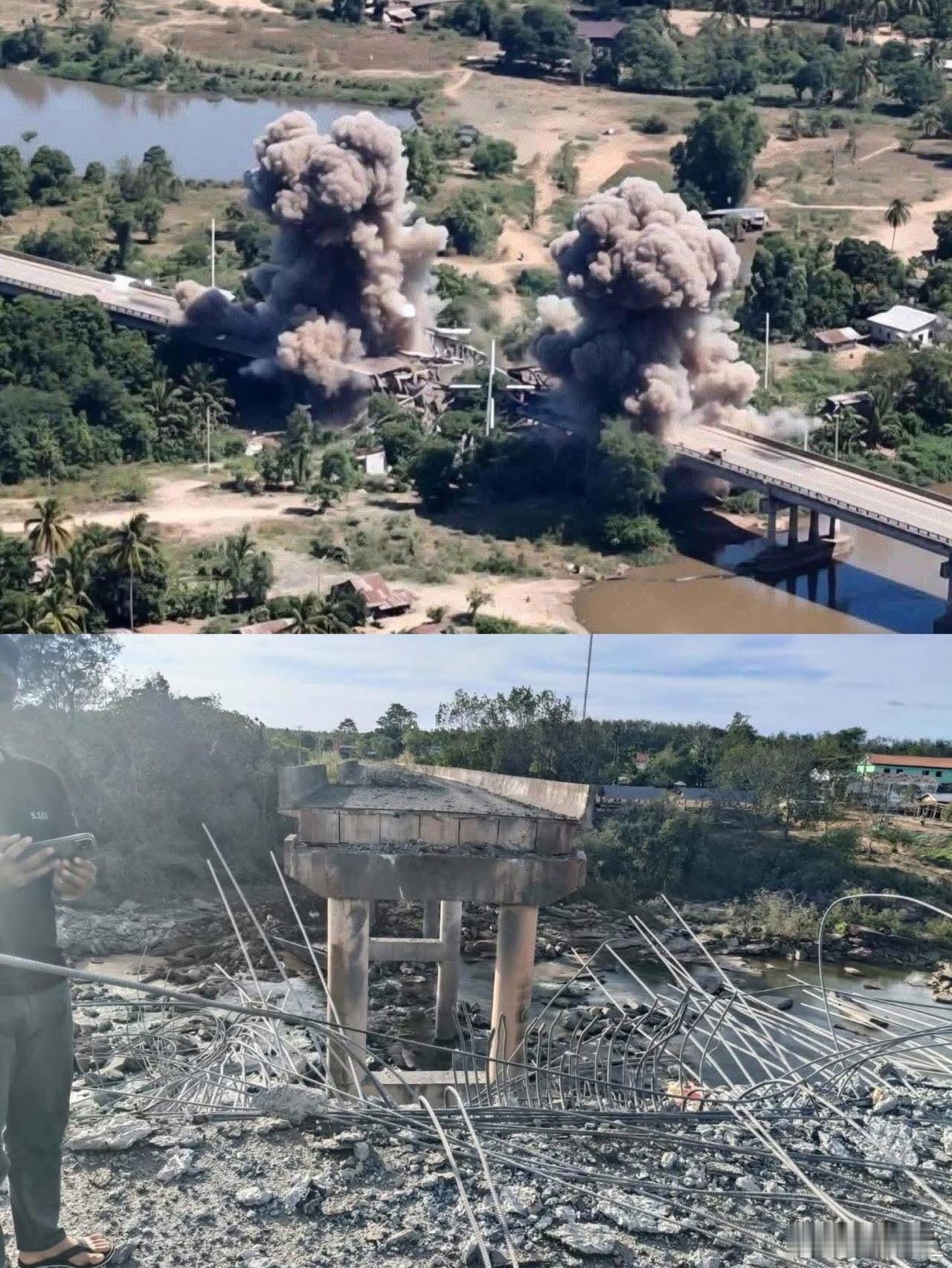 柬埔寨普尔萨特省的梅特克大桥被泰军飞机炸毁。冲突持续下去的话，柬埔寨的损失将非常