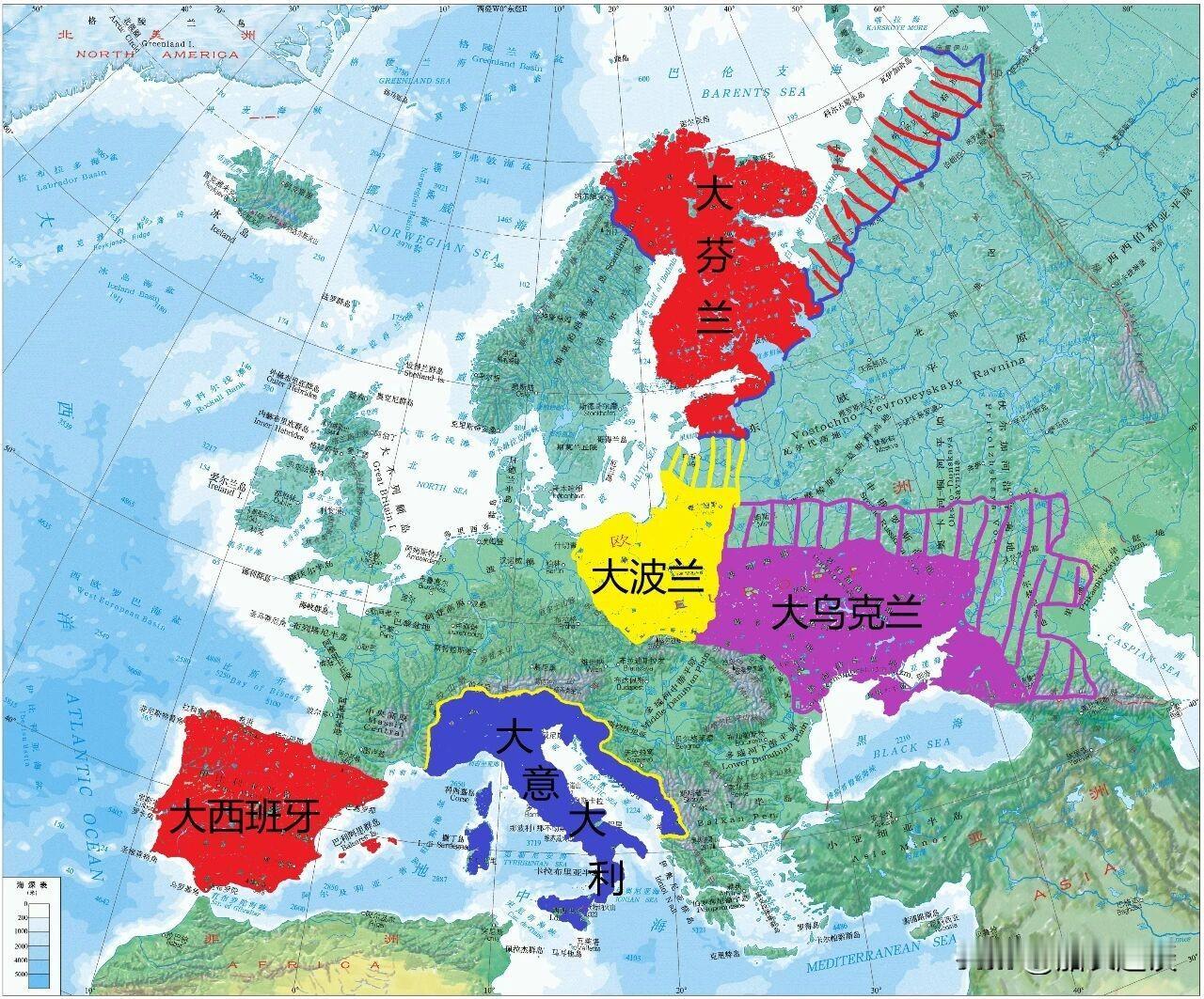 大波兰：1920年代波兰独立后提出，恢复玻璃立陶宛联邦
大意大利：19世纪意大利