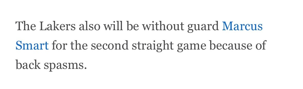 斯马特因背部痉挛，将连续第二场缺席比赛。 
