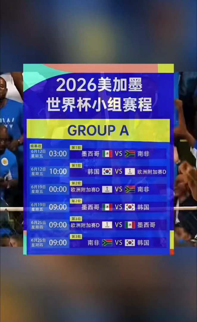 2026美加墨揭幕战A组首轮焦点战世界杯揭幕战燃炸！墨西哥坐镇高原主场迎战南非，