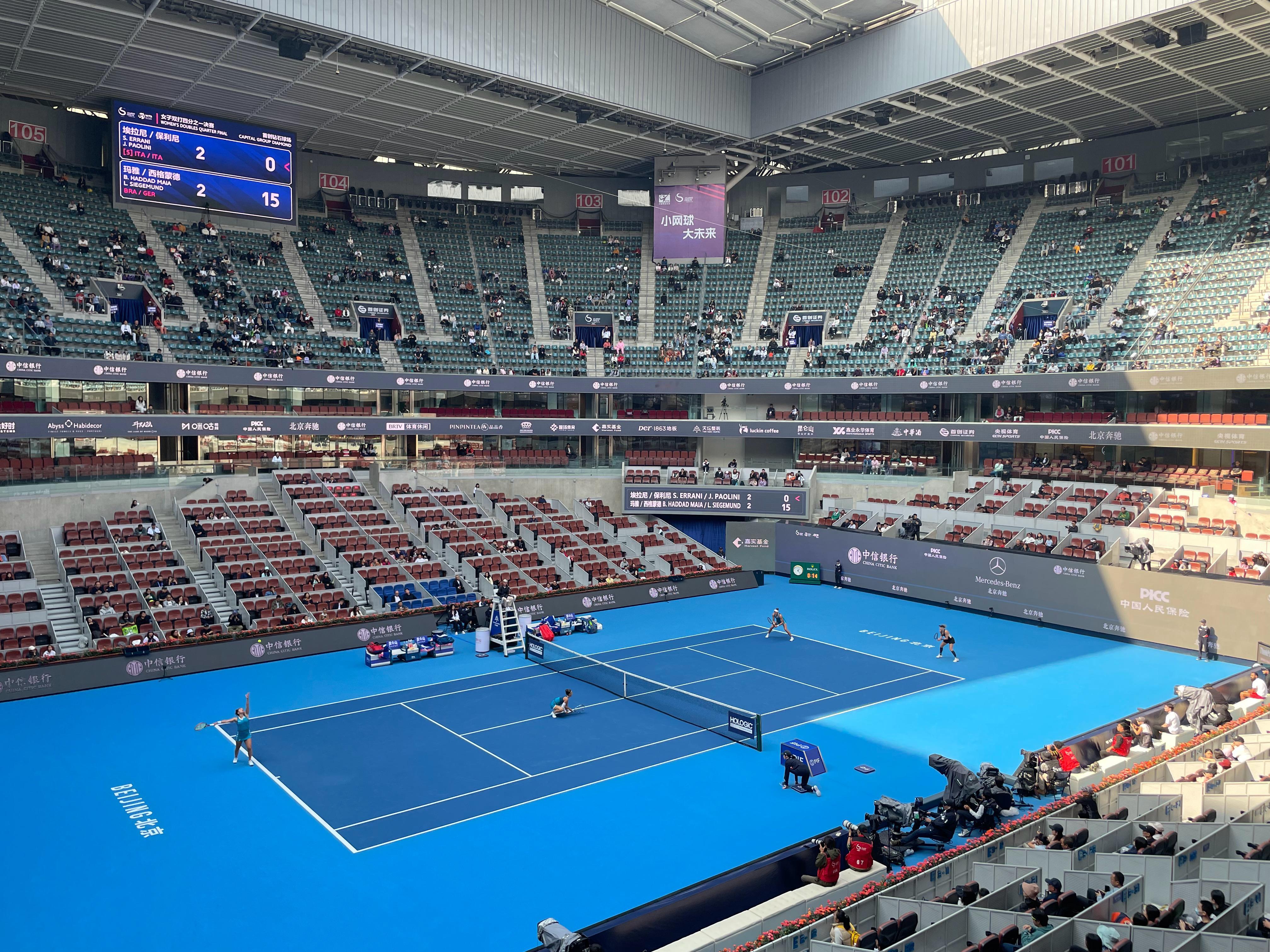 #2024中网# 女双先开打，保利尼/埃拉尼对决玛雅/西格蒙德，第一盘难解难分！