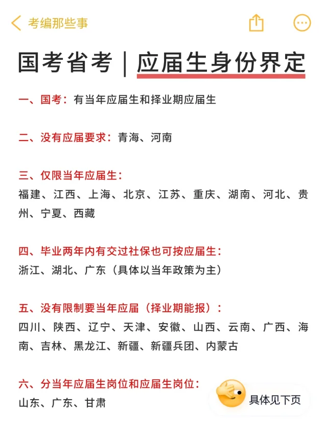 国考省考应届生身份界定！