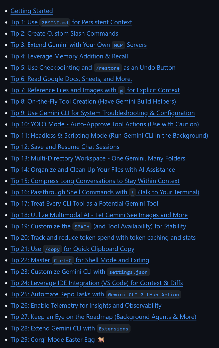 gemini cli的29个技巧github.com/addyosmani/ge