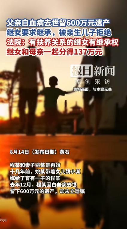湖北黄石，男子娶了个二婚带娃妻子，十多年来将妻子的女儿视如己出，然而，10多年后