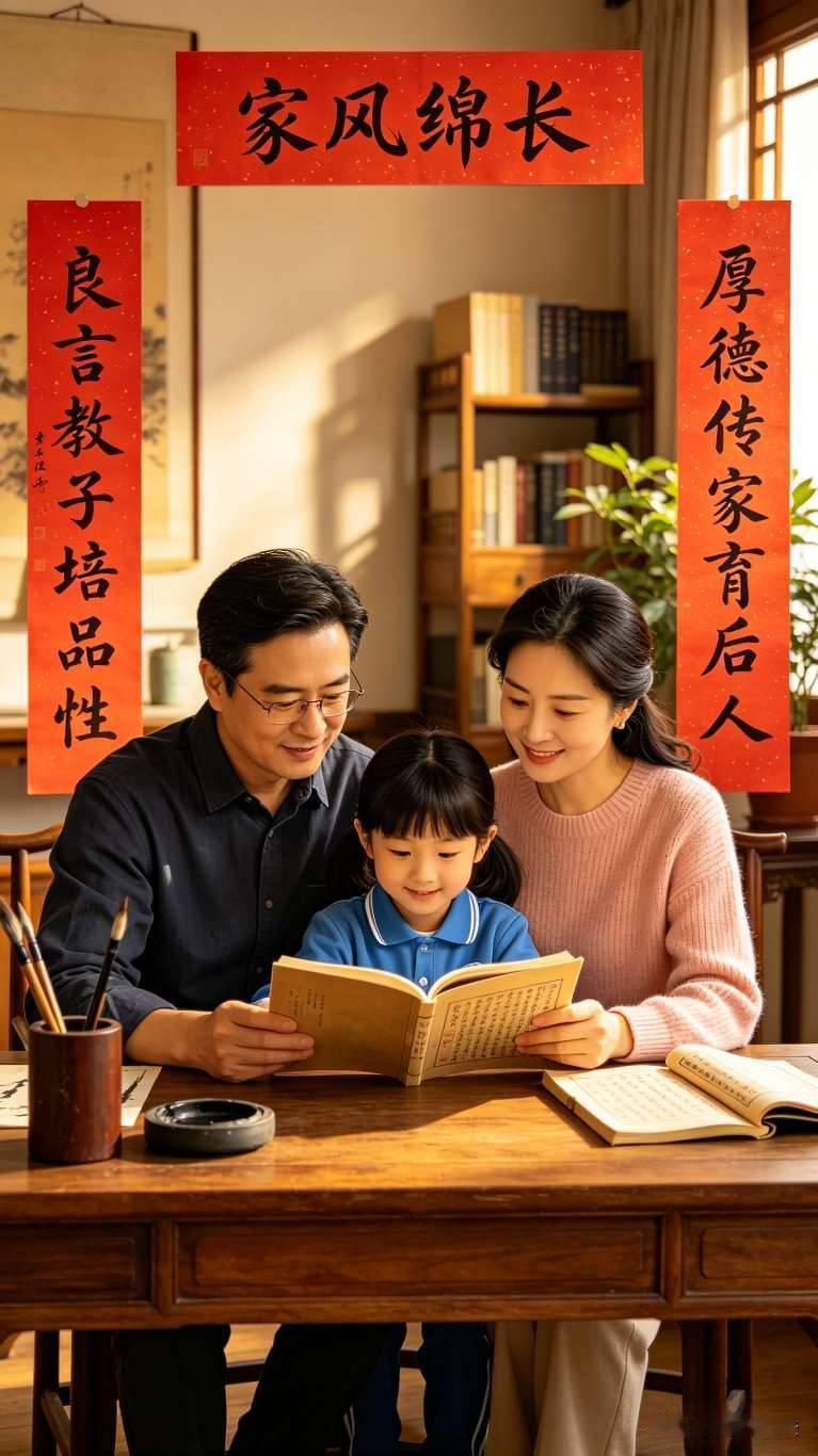 再好的家境，不如优良家风；再多财富，比不上教子有方。
 
对联
 上联：良言教子