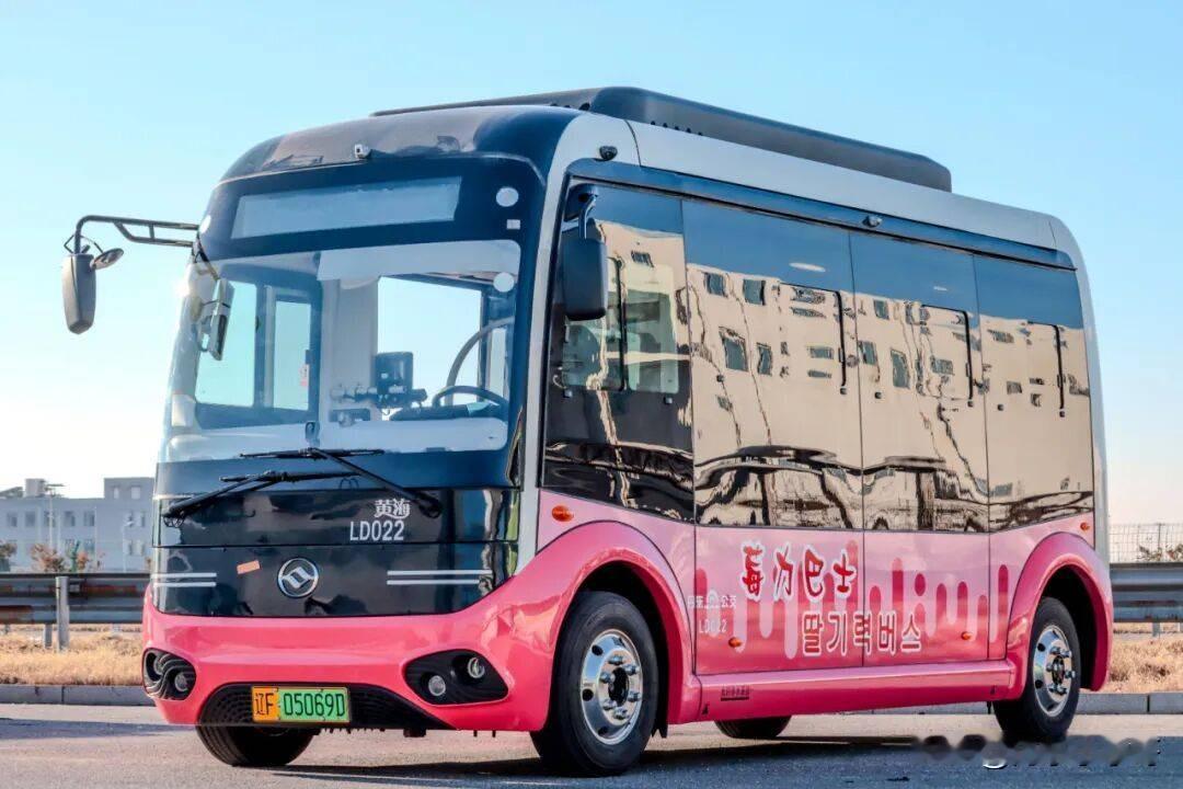 丹东街头一道新风景线。

微循环小公交又称甜莓V8，2025年底刚上线，本地叫“