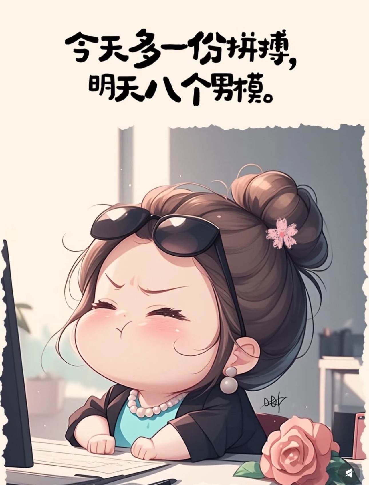 今天多一分拼搏，明天八个男模。 
