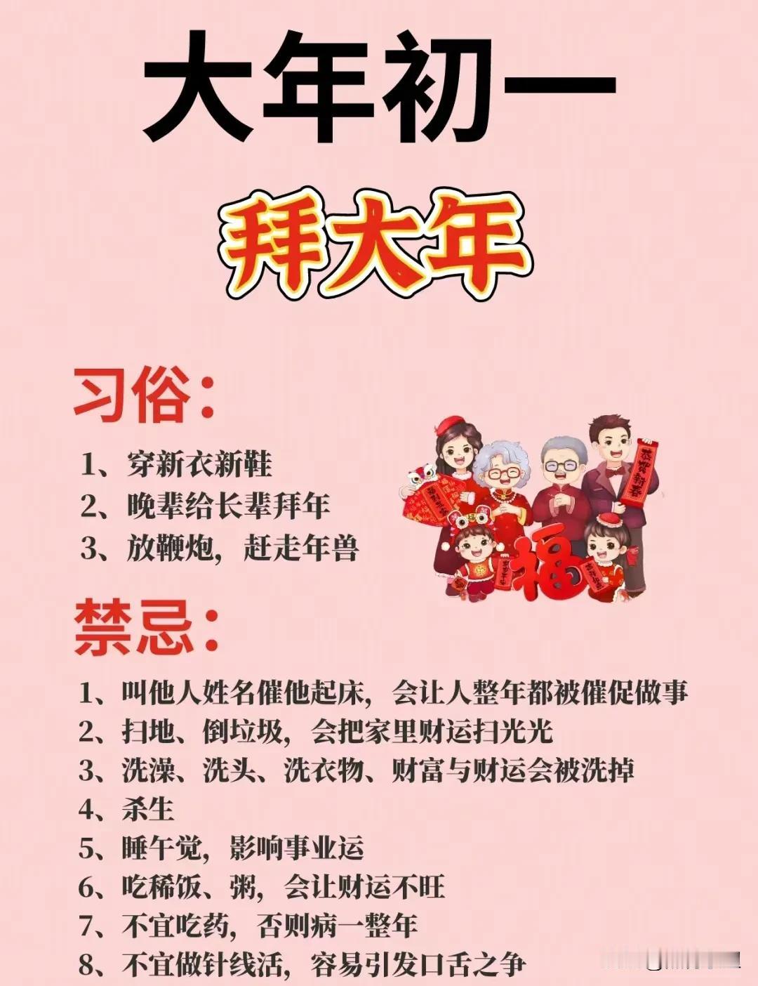 终于有人将春节的中国传统习俗详细的整理出来了，涵盖初一至初八的习俗和禁忌，值得学