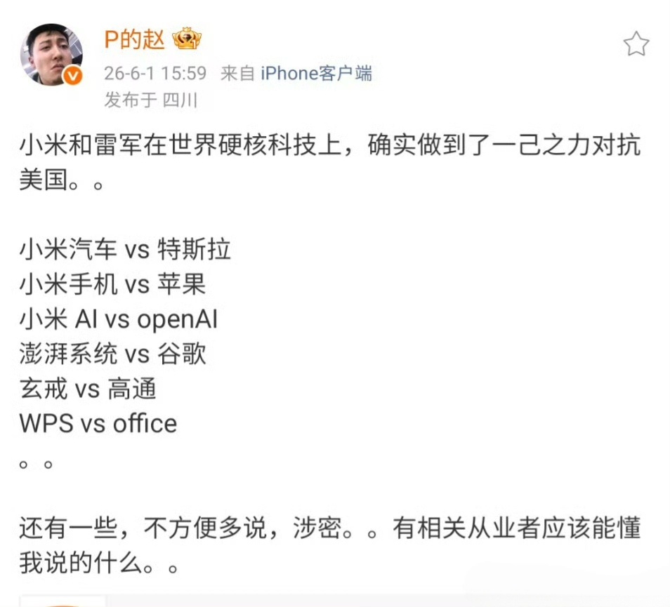这个人是不是疯了，别的先不说，澎湃能跟谷歌比？玄戒能跟高通比？笑死了，纯是个乐子