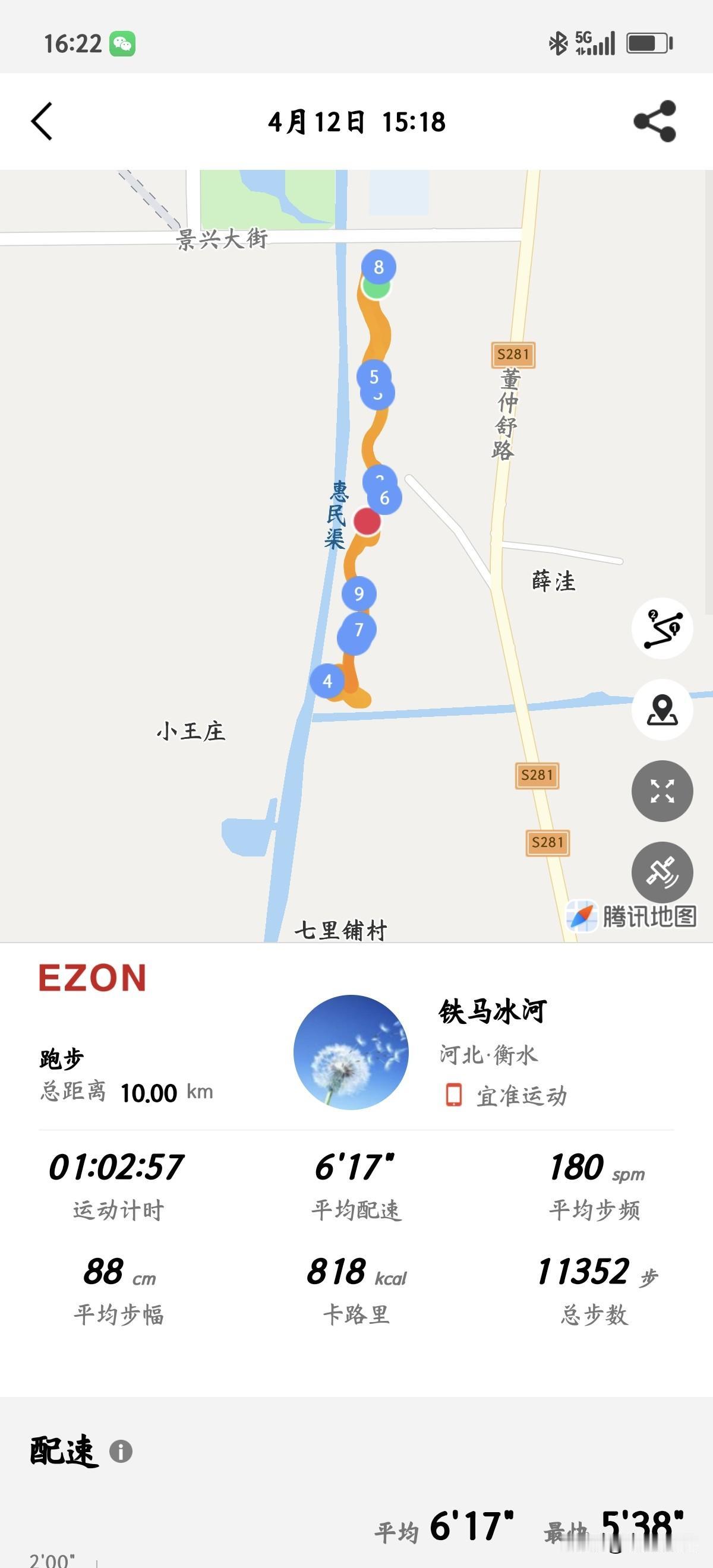 天气真是热了，下午跑必须挑有树荫的地方跑，不然皮肤会被晒黑。

其实今天是例行团