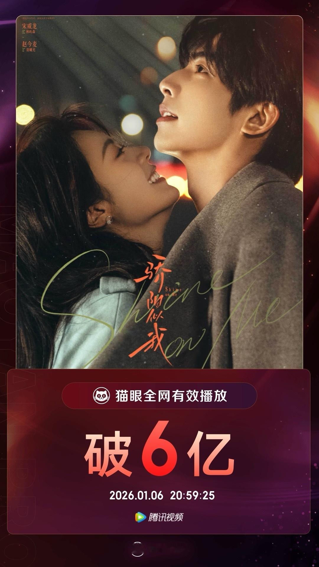 骄阳似我有效播放量破6亿 据猫眼专业版数据，领衔主演剧集《骄阳似我》热播中，全网