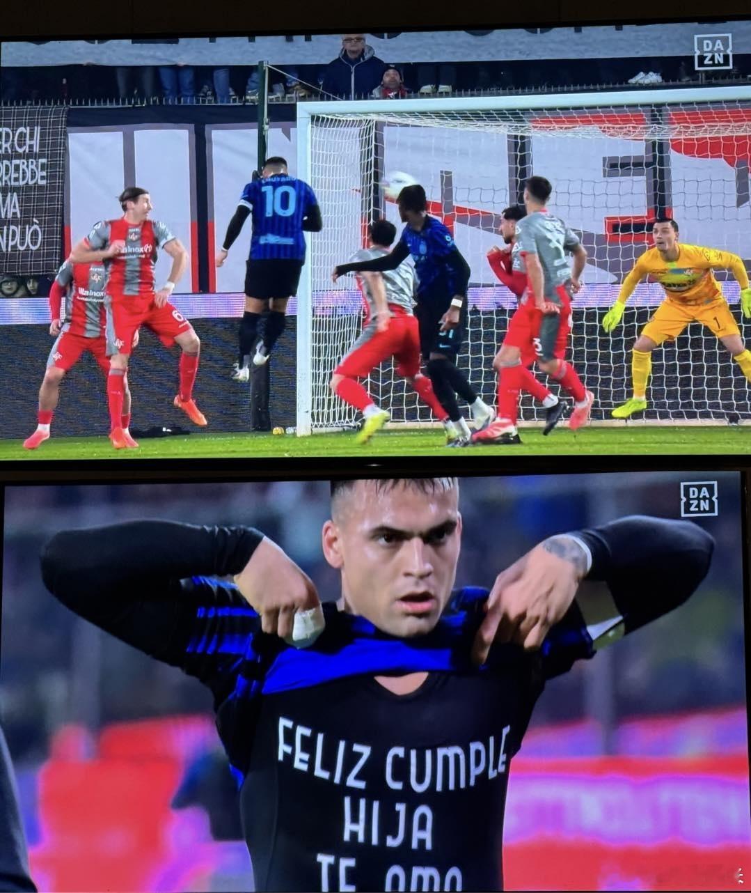 劳塔罗头球破门并祝女儿尼娜生日快乐国际米兰意甲劳塔罗