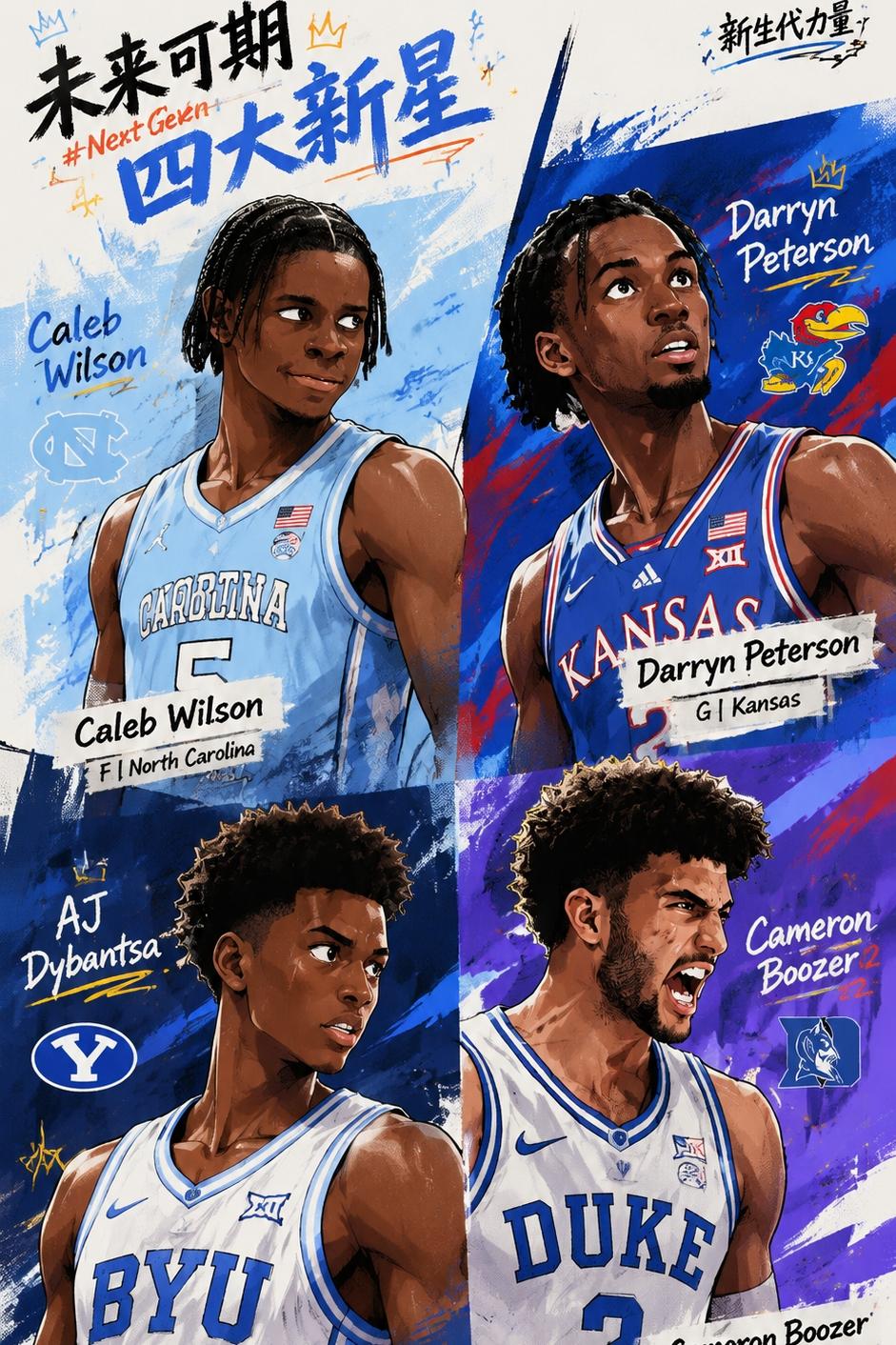 2026届NBA选秀四大天王（ai版）
今天用ai生成了下26届NBA选秀预测的
