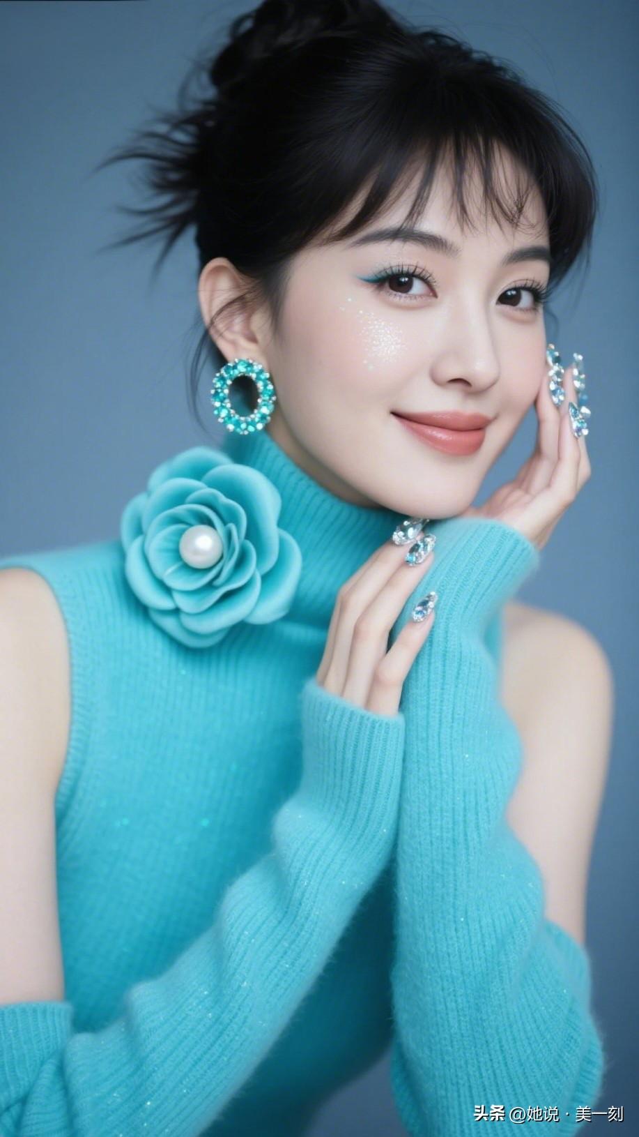 优雅蓝调，闪耀珠宝，时尚穿搭指南。分享卓越的优雅女性