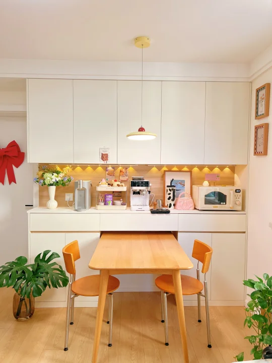 42平老破小改造/嵌入式餐桌+餐边柜太省空间