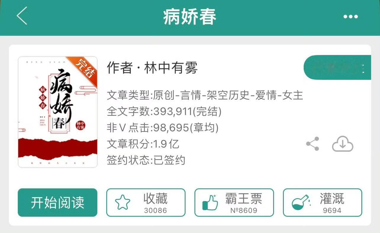 小说推荐：《病娇春》 作者:林中有雾简评：落难孤女vs偏执世子，女撩男，强取豪夺