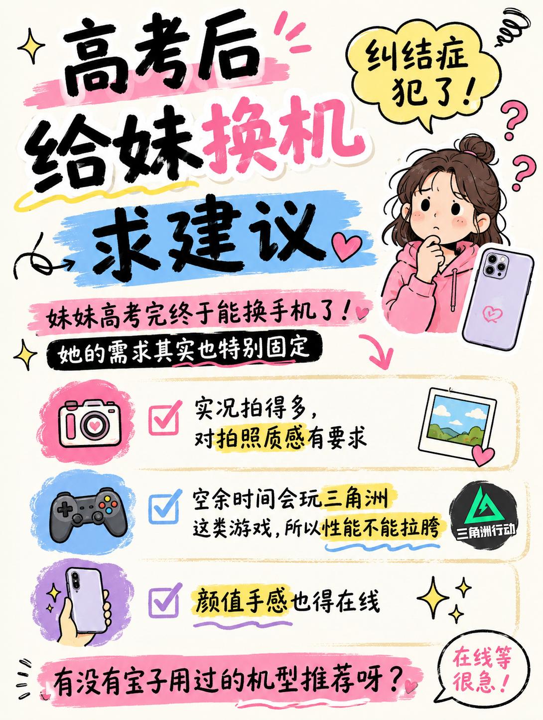 妹妹高考完终于能换手机了！她的需求其实也特别固定
✅ 实况拍得多，对拍照质感有要