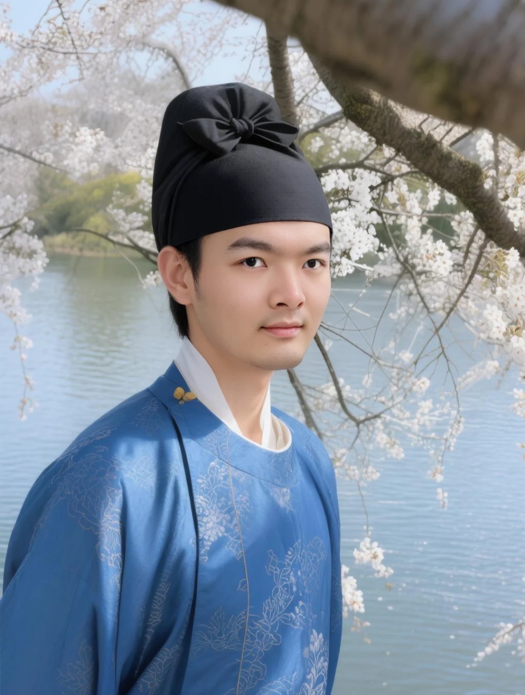 微博文化之夜中华文化小赏 🌸樱花落满襟，汉服映春溪今天穿这套蓝色圆领袍出门，真