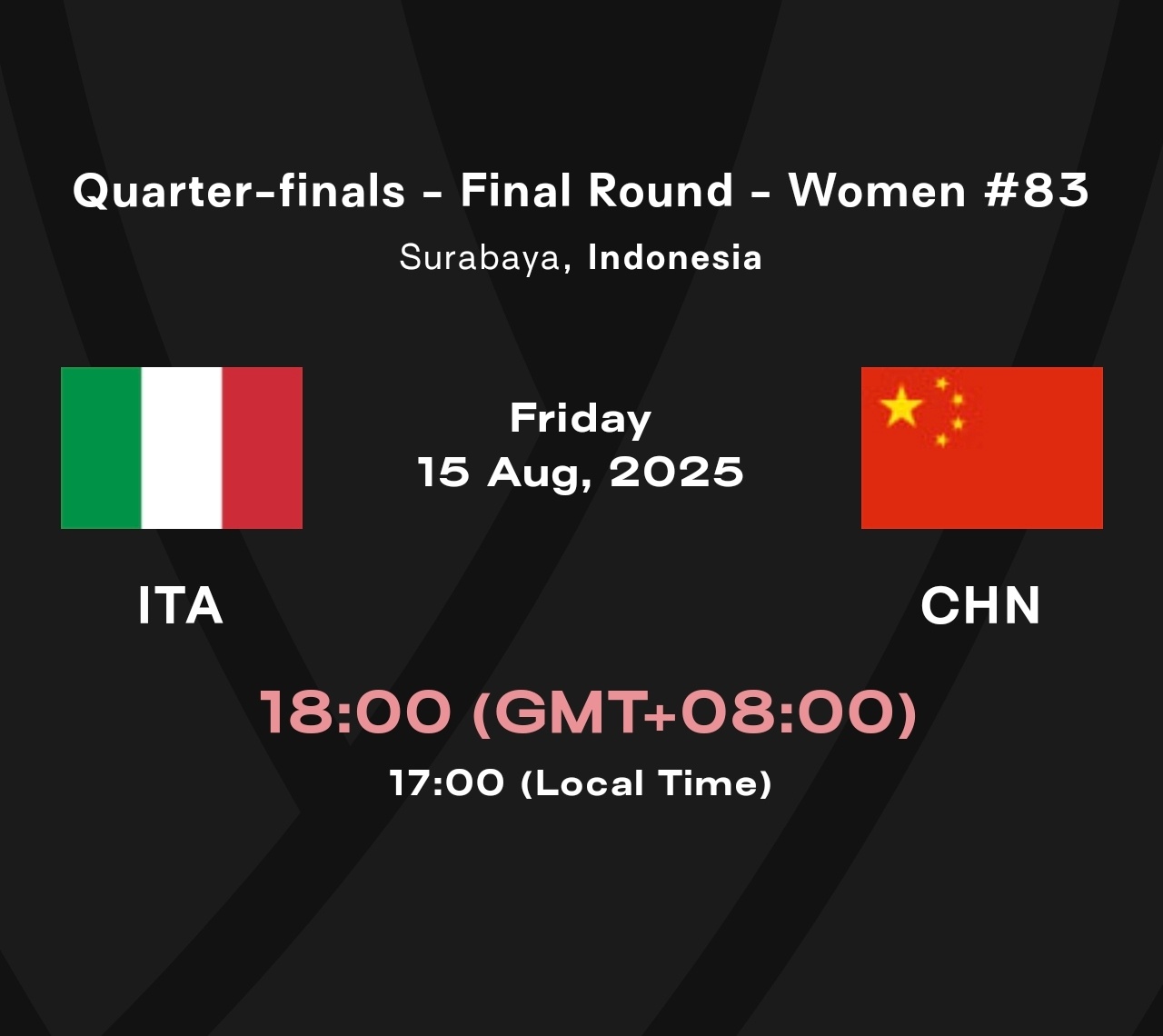 U21女排世锦赛八强赛，中国🇨🇳vs意大利🇮🇹8/15 18点[努力][