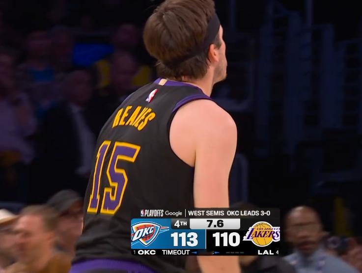 湖人最后三分 里弗斯打铁 雷霆vs湖人