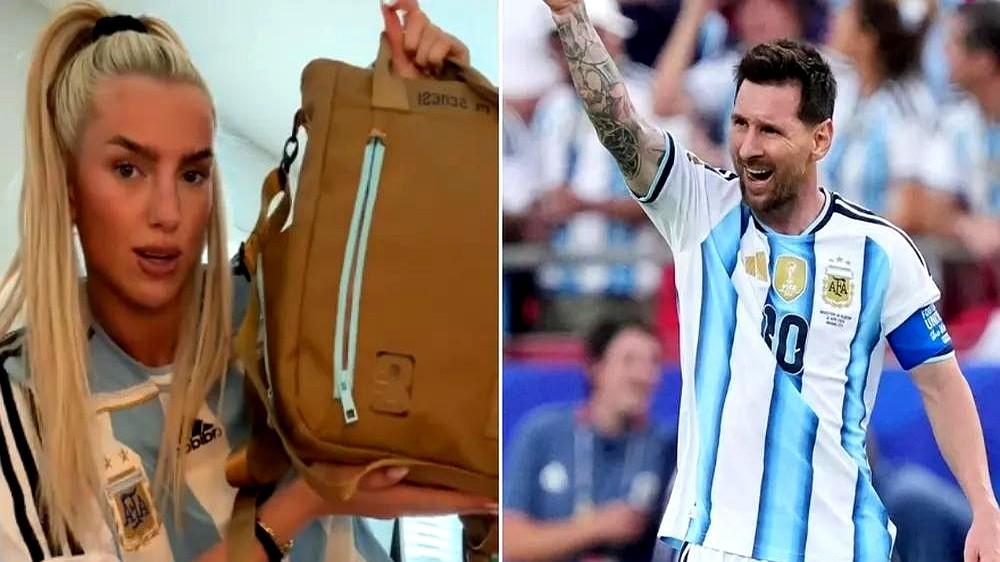 🇦🇷🎁梅西又给阿根廷国家队队友派福利了，
塞内西女友直接把这套带梅西标志的