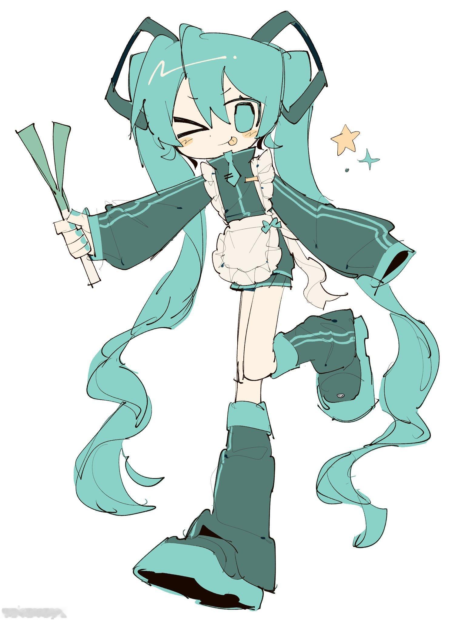 😋💗💚 初音未来  插画  ᝰ.ᐟ𝗔𝗿𝘁𝗶𝘀𝘁:𝐭𝐚𝐤?