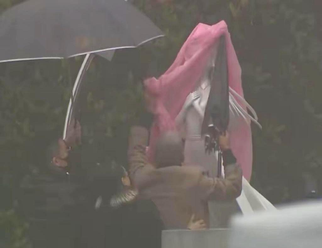 大S忌日，金宝山那把伞，刺痛了所有人。
 
细雨粘住粉色的布，紧紧贴在冰冷的石头