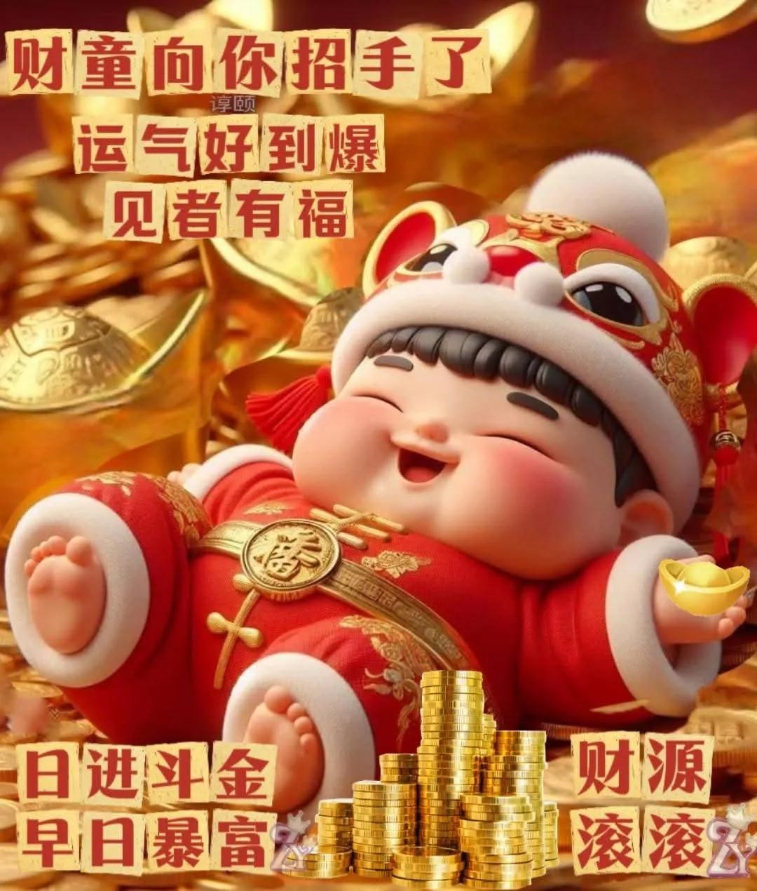 招财童子笑迎财富，好运连连来！💰💰💰