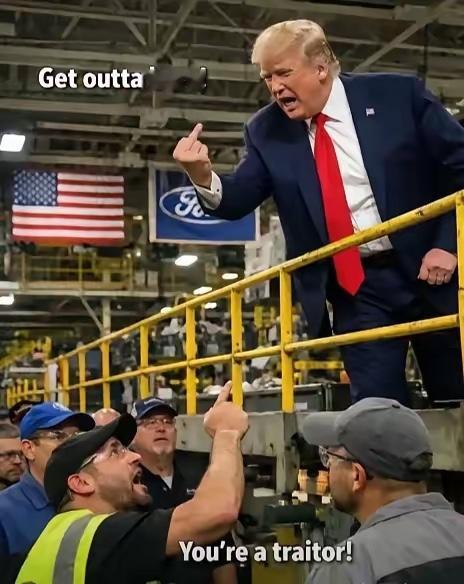 特朗普也太没素质了，在视察福特工厂的时候，被福特工厂的一名工人当场指责说特朗普是