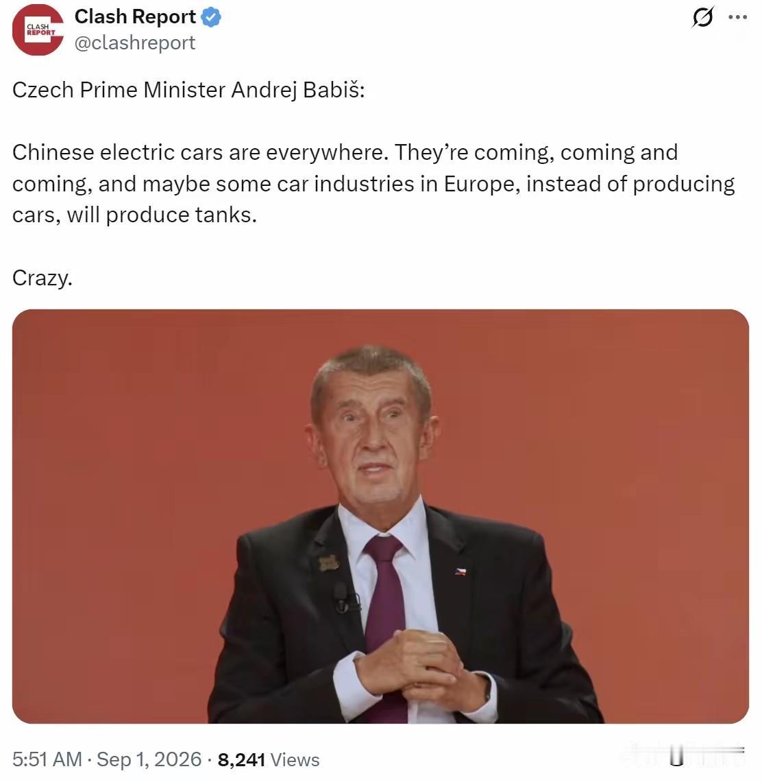 这显然是在阴阳怪气！
中国的电动汽车无处不在，这是中国电动汽车产业竞争力的结果。