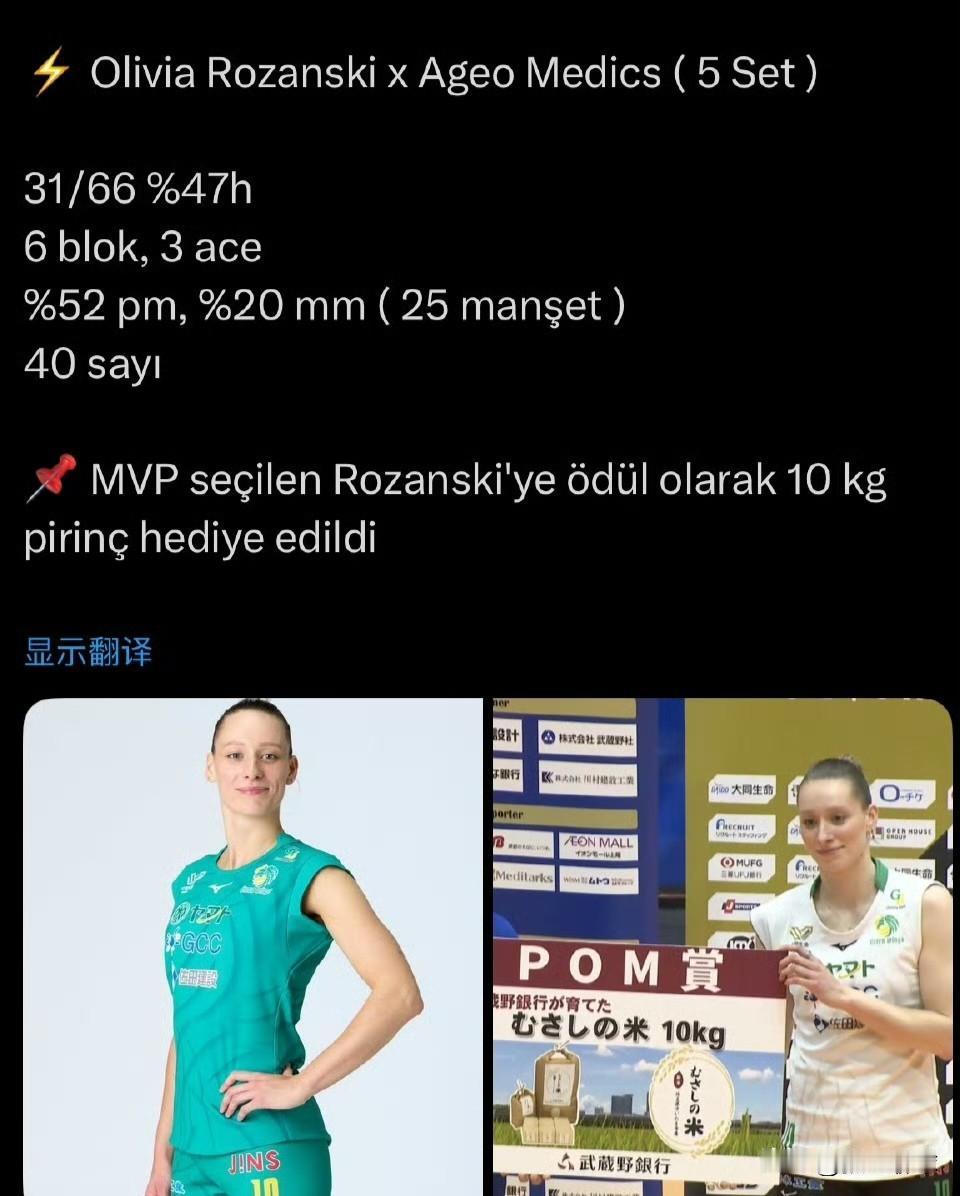 【罗赞斯基40分MVP收获20斤大米奖励[笑哭][笑哭][笑哭]】

罗赞斯基在