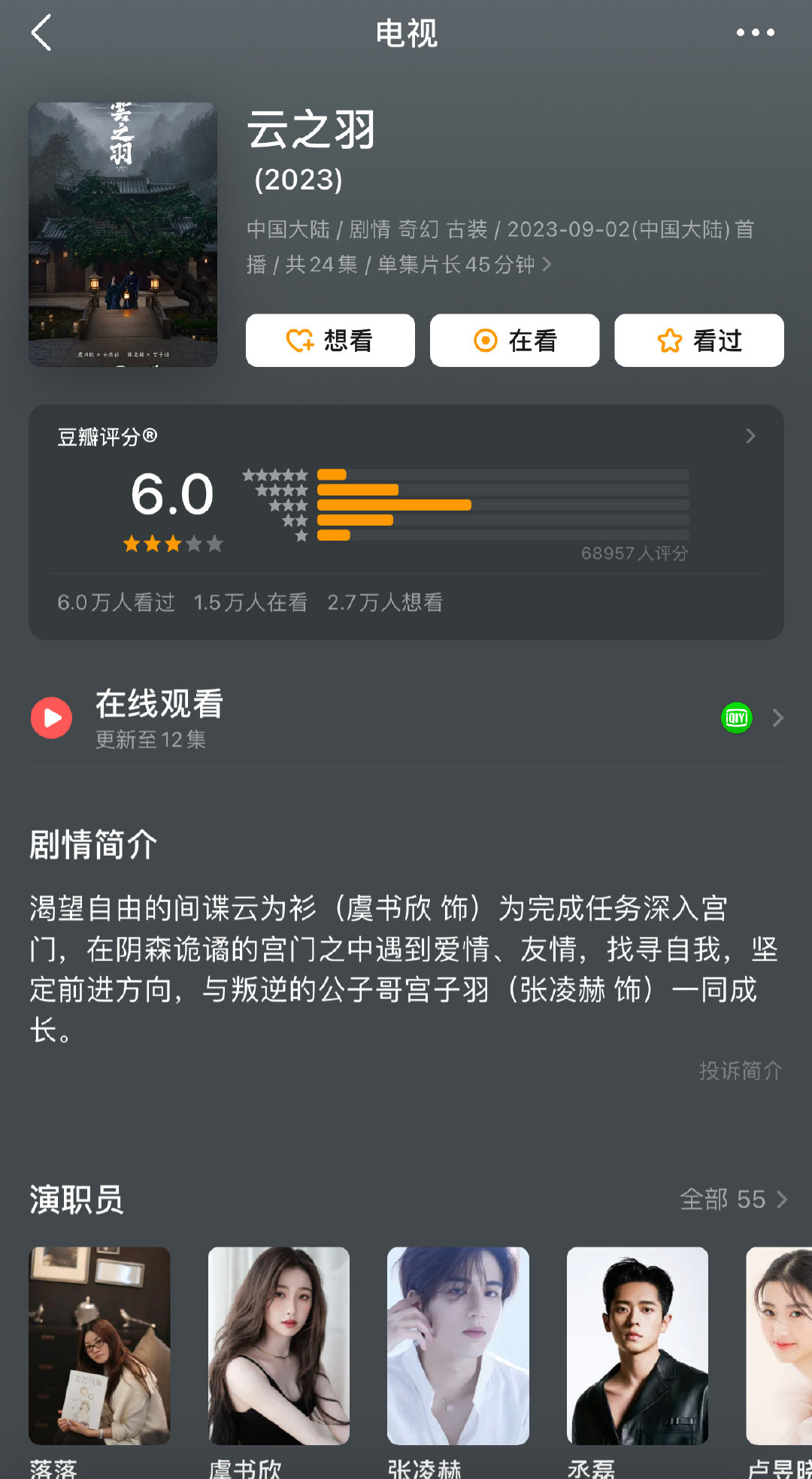 #虞书欣张凌赫云之羽豆瓣开分6.0##云之羽豆瓣评分6.0#  冷知识：郭敬明作