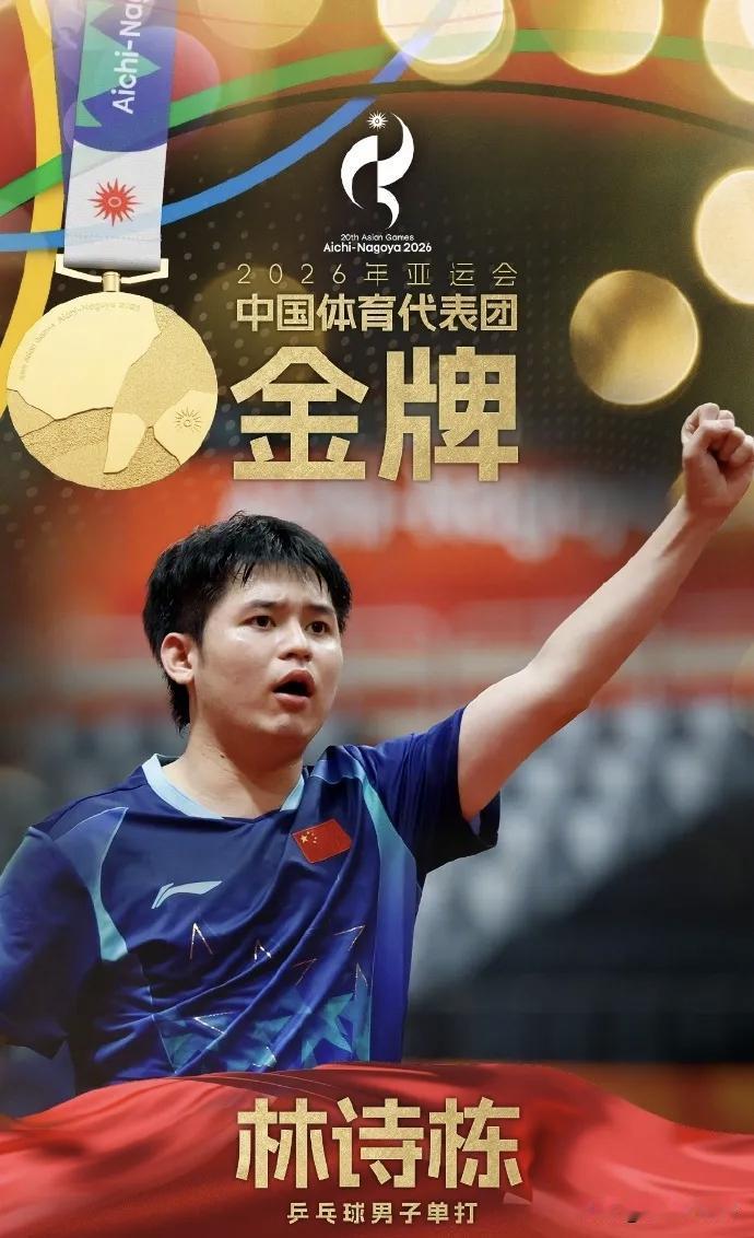 恭喜！林诗栋4-0战胜王楚钦，获亚运会乒乓球男子单打冠军！
祝贺林诗栋，这届亚运