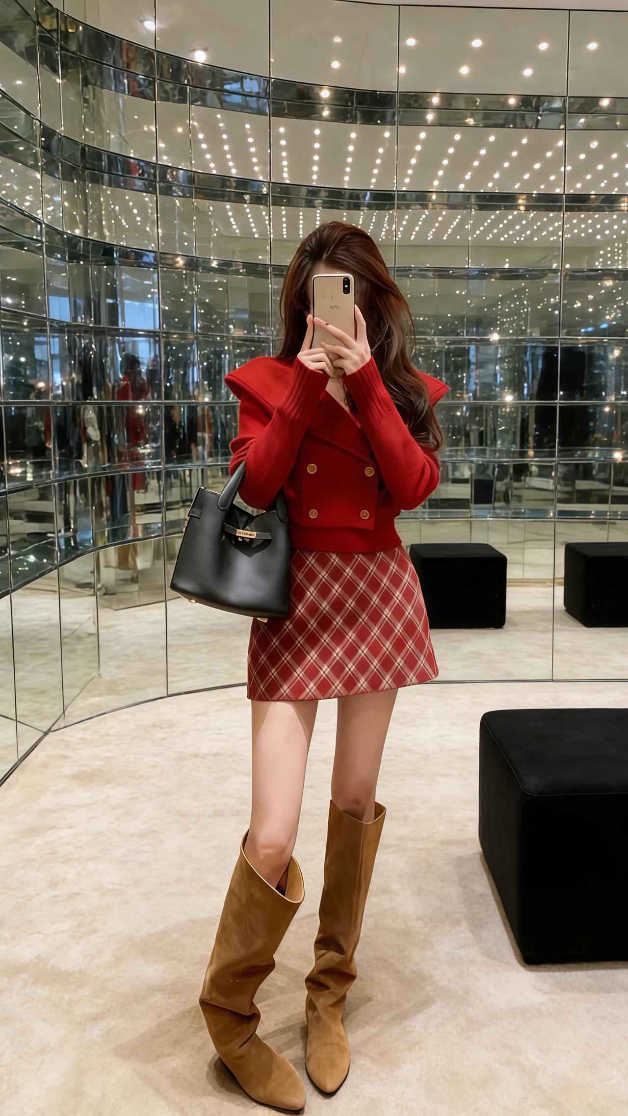 过年穿什么 韩系穿搭 战袍 红色 轻熟风