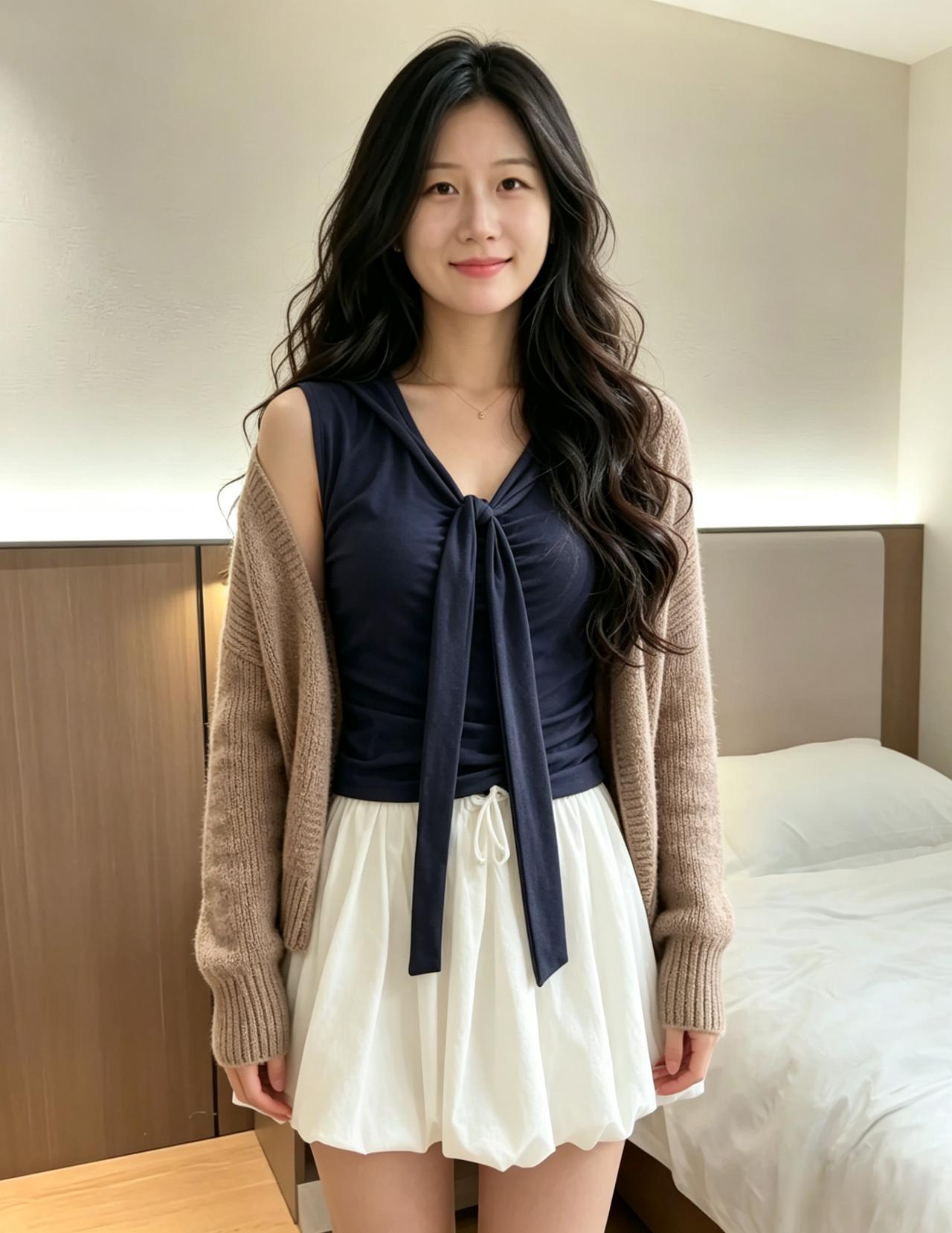 暖榻晴窗意自舒，云衫轻裹玉肌肤。
长波漫卷青丝软，静揽流年岁月初。