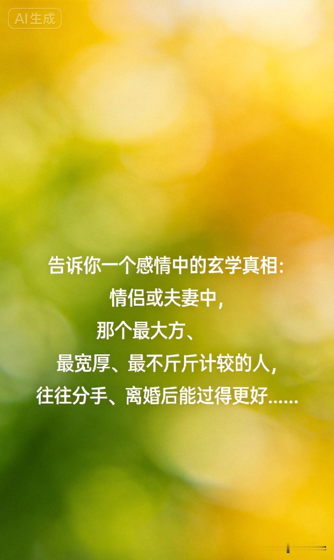 告诉你一个感情中的玄学真相：情侣或夫妻中，那个最大方、最宽厚、最不斤斤计较的人，
