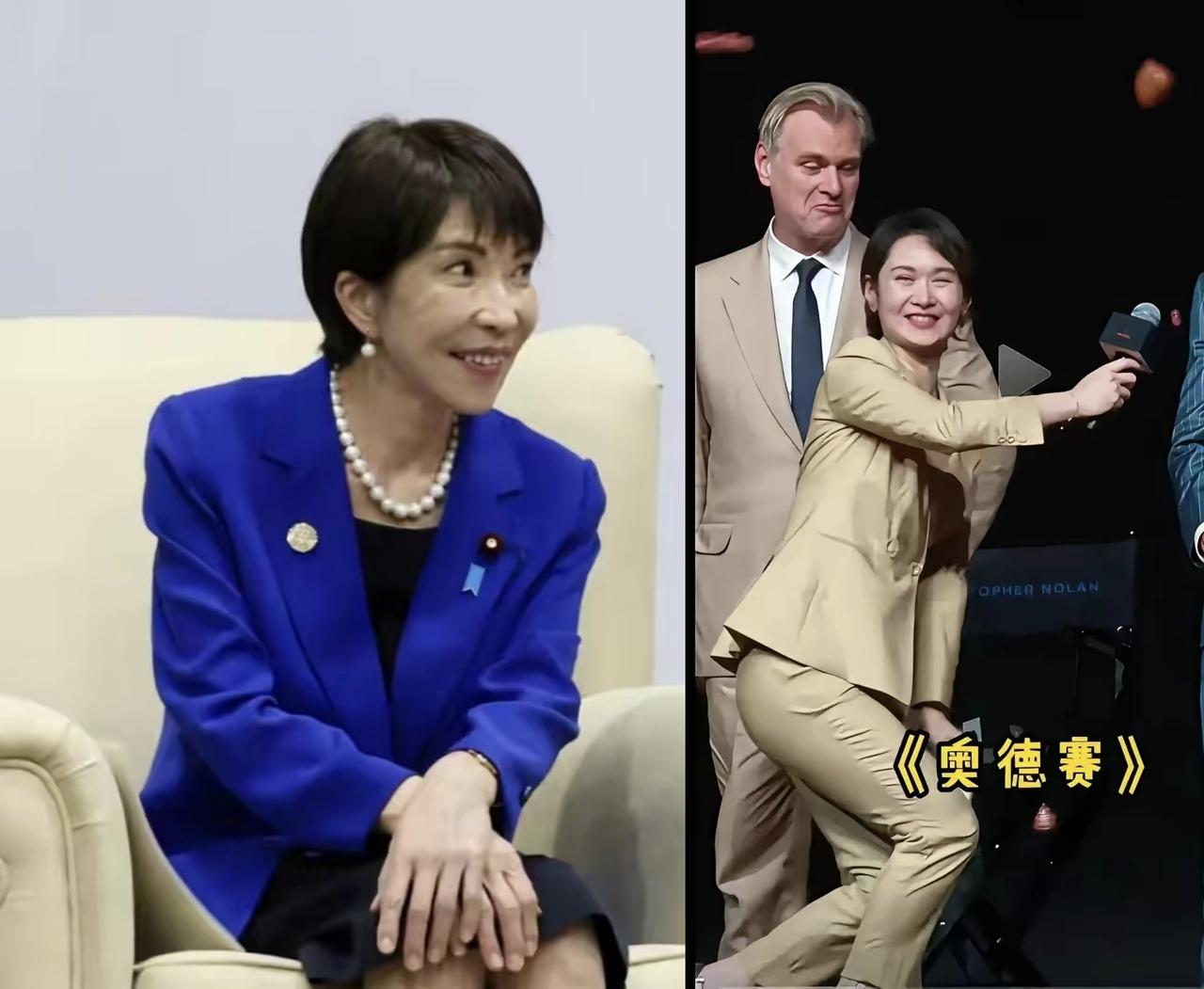 果然很相似。
有网友觉得陈璇这个动作表情很像高 苗，一对比，果然神似。

她们两