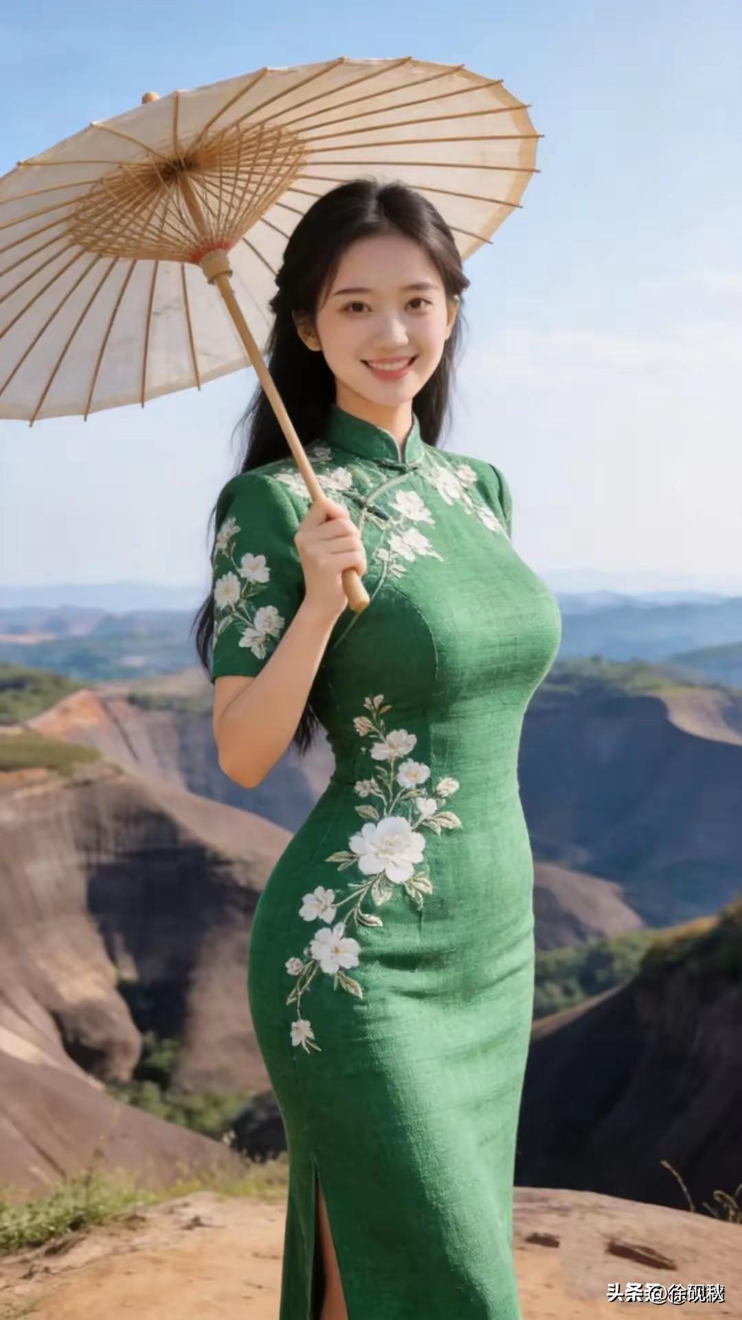 大家闺秀，小家碧玉。
身着旗袍，凸显风情。
旗袍之美，美在修身。
美在端庄，美在