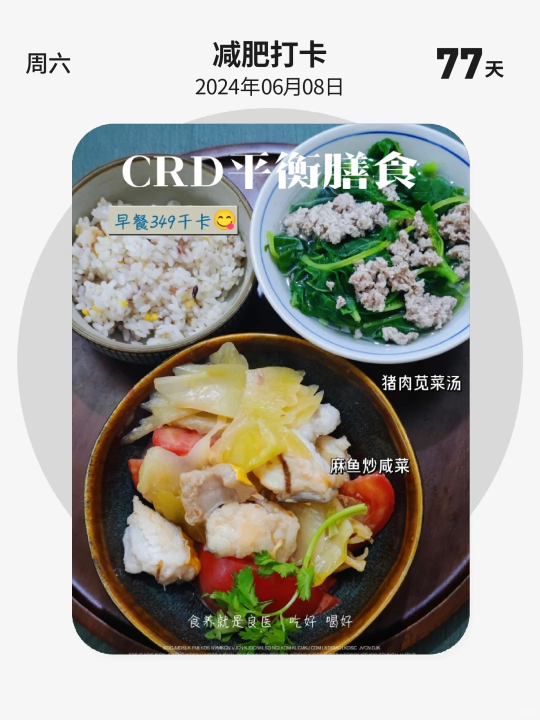 减肥打卡 | 第 77 天，CRD平衡膳食